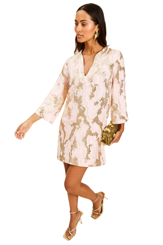 Ines Caftan Mini, Dress, Blush Gold