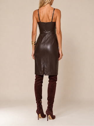Halia Buckle Midi Dress, Coffee Bean