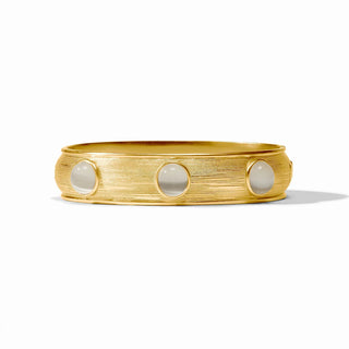 Cobblestone Stone Hinge Bangle - Ivory Cat'S Eye