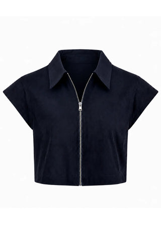Dade Top, Navy Suede