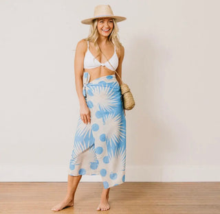 Geo Sarong - Blue Palm