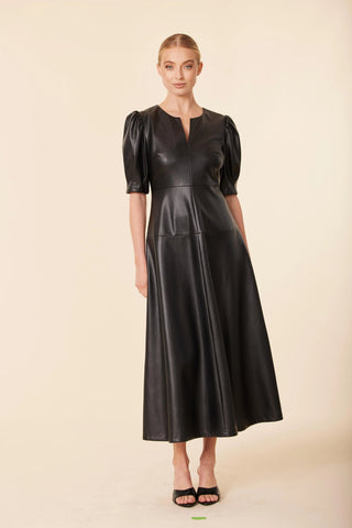 Vegan Leather Maxi Dress, Black