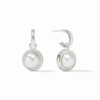 Fleur-De-Lis Hoop & Charm Earring - Pearl