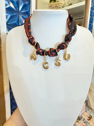 Game Day Dot Scarf Necklace - NCSU