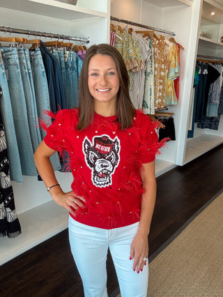 Ncsu Mascot Jewel Feather Sweater