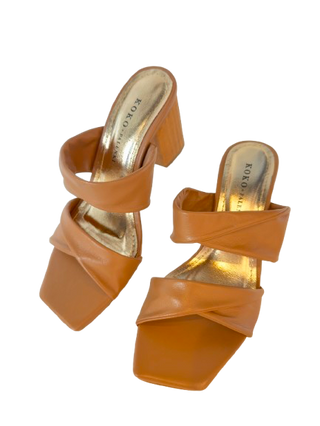 Alia Leather Heel, Tan