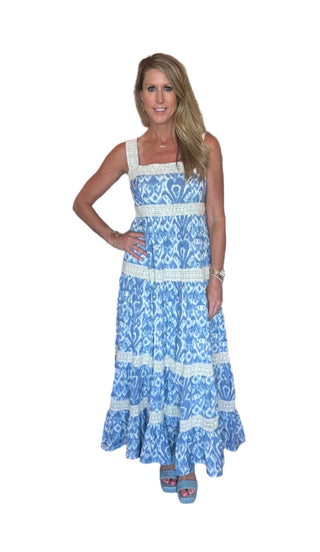 Halo Maxi Dress, Blue Ikat