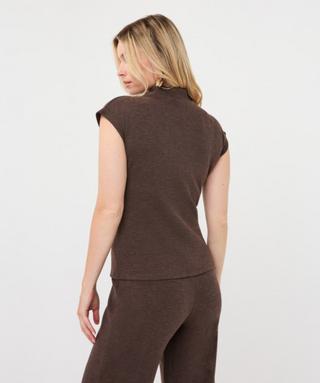 Sleeveless Mockneck Sweater, Cacao