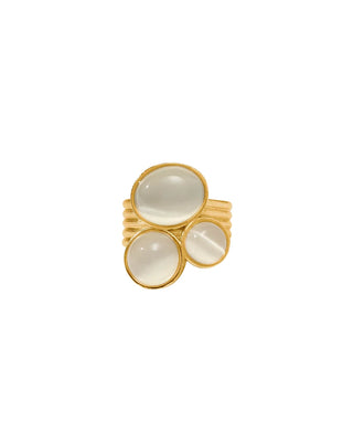 Cobblestone Statement Ring - Ivory Cat'S Eye