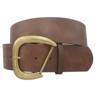 Irregular Rounded D Buckle Belt - Brown