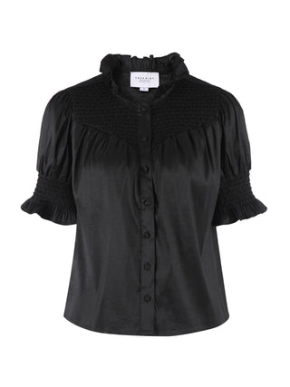 The Nicole Shirt, Black Satin