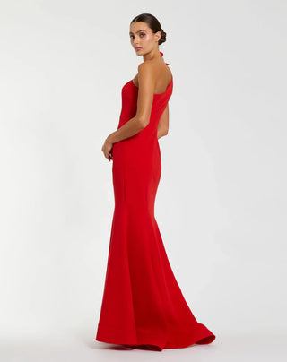 Red One Shoulder Mermaid Gown