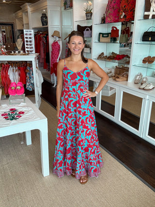 Flagship Maxi Dress, Poppy/Turquoise