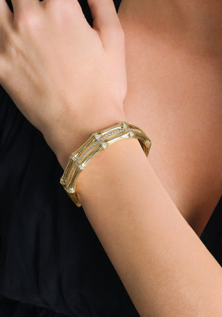Bamboo Stacked Hinged Bangle