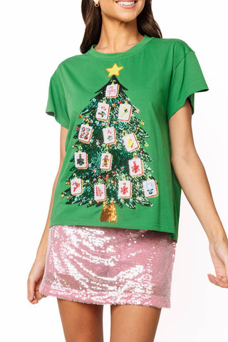 Green Mahjong Christmas Tee, Green