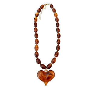 Roxie Tortoise Beaded Necklace  - Brown