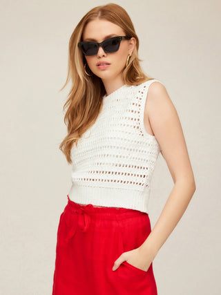 Tara Crochet Vest, Off White