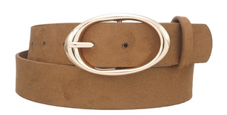 Microsuede Organic Oval Buckle, Cognac