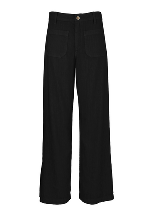 Meg H/R Wide Leg Linen, Black