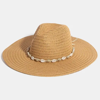 Sea Shell Floppy Straw Hat, Khaki