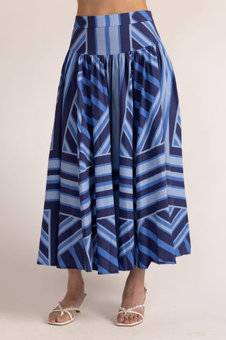Edith Skirt, Blue Geo Stripe