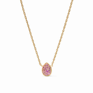 Pave Teardrop Delicate Necklace, Pink