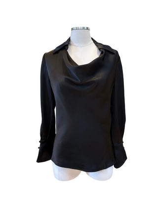 Astrid Charmeuse Blouse, Black