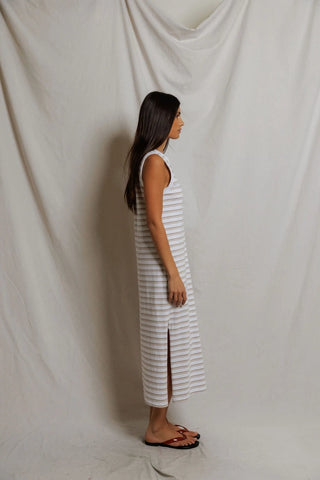 Lanell Stripe Supima Cotton Dress, Driftwood Stripe
