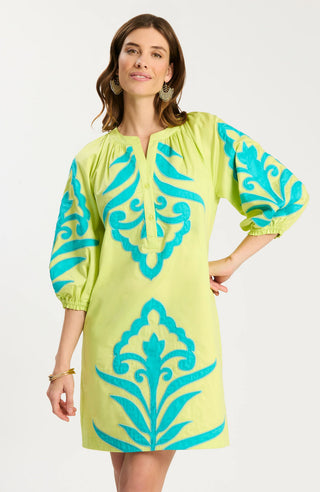 Sara Appliqué Dress, Lime