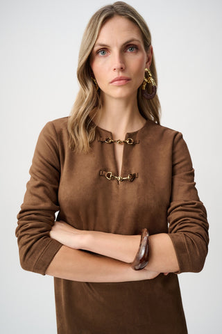 Embellished Mini Shift Dress, Brown