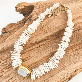 The Sariah Necklace, Cream/Rectangle
