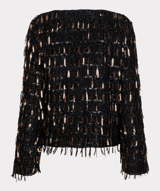 Fringe Sequin Top, Black