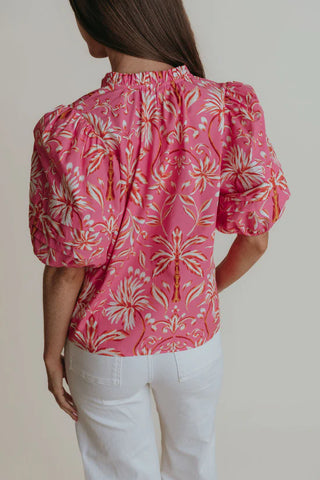 Alix Blouse, Pink Palm