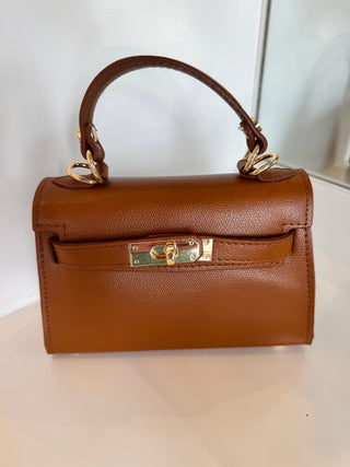 Italian Elegant Handbag, Camel