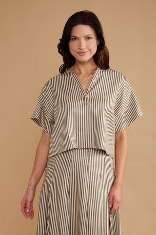London Top Olive Stripe