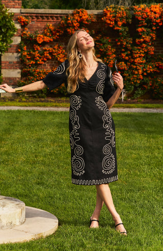 Posey Linen Embroidered Dress