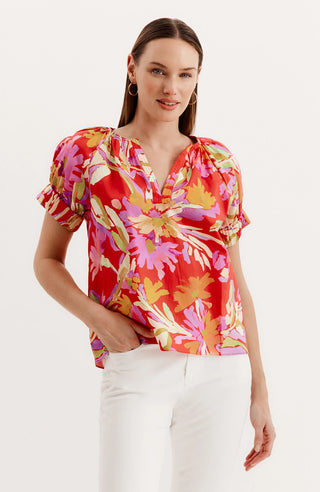 Skyler Cotton Tiger Lily Floral Top