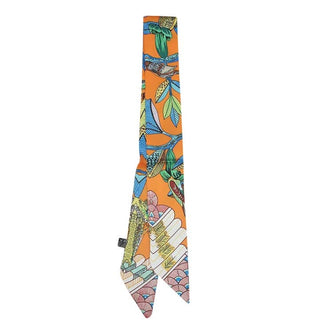 Orange Print Scarf Necklace - Orange