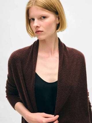 Cashmere Trapeze Cardigan, Coffee Bean