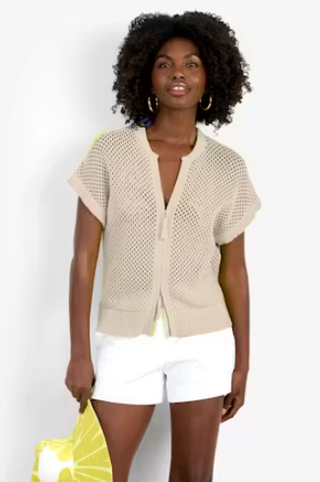 Hana Zip Cardigan, Bonita Beige
