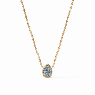 Pave Teardrop Delicate Necklace, Blue Topaz