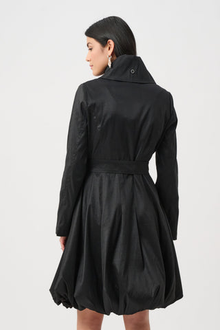 Taffeta Belted Fit & Flare Balloon Coat