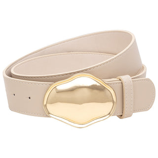 Irregular Oval Shaped Belt, Beige