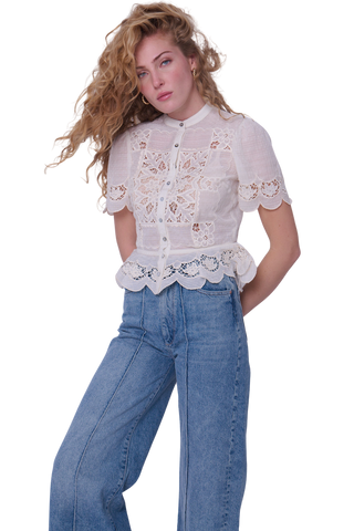 Elizabeth Top, Cream Embroidery