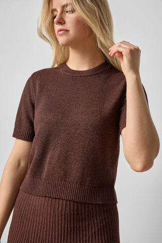 Short Sleeve Sparkle Sweater, Java