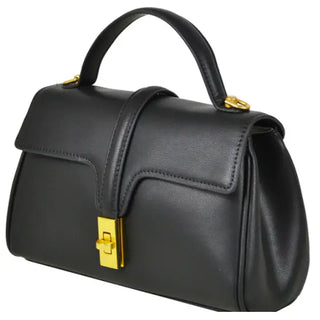 Classic Leather Bag with Gold Clasp