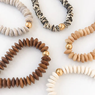 Heishi Bone Necklace, Brown