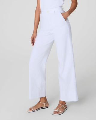 Twill Cropped Wide Leg Pant, Classic White