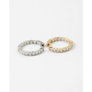 1" CZ Inside Out Hoops, Gold