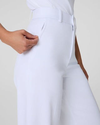Twill Cropped Wide Leg Pant, Classic White